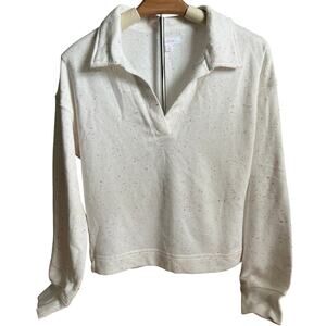Colsie Women's Cream Lounge Long Sleeve Collared Sweatshirt - Size Small - NWT
